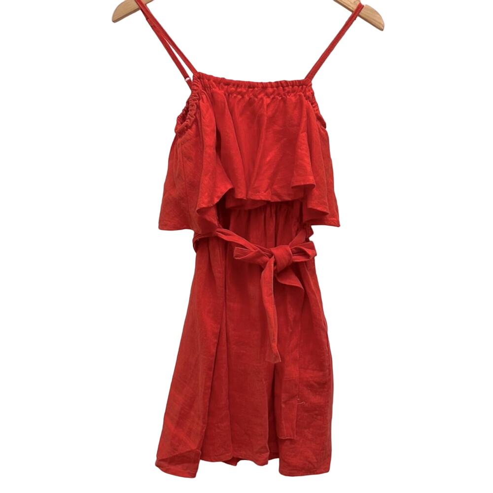 Faithfull The Brand Ruffled Linen Dress Size 6